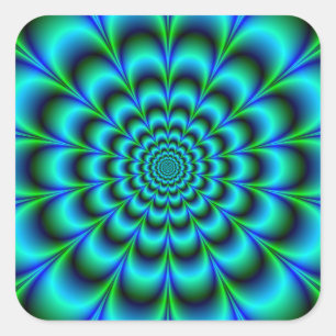 Rosette in Turquoise Green en Blue Vierkante Sticker