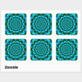 Rosette in Turquoise Green en Blue Vierkante Sticker (Vel)