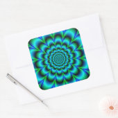 Rosette in Turquoise Green en Blue Vierkante Sticker (Envelop)