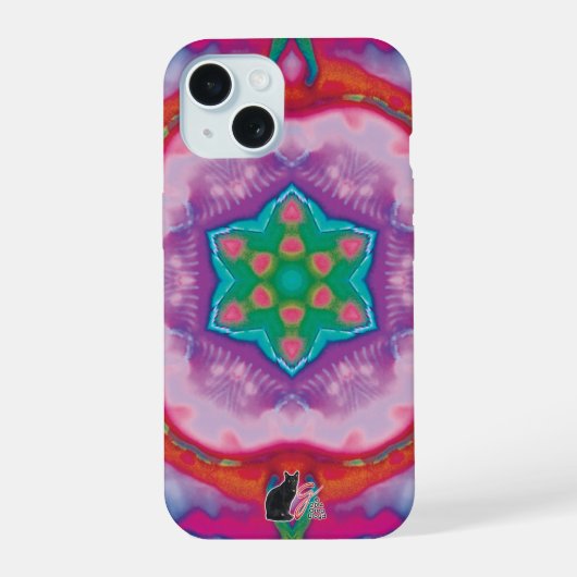 Rosette Kaleidoscoop iPhone Hoesje 15 Case (Achterkant)