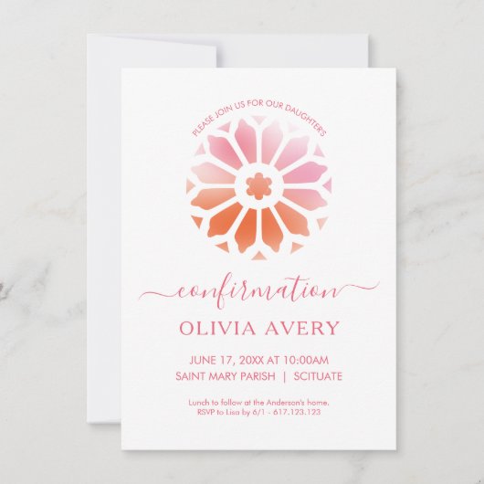 Rosette, Roze Bevestiging Uitnodiging (Voorkant)