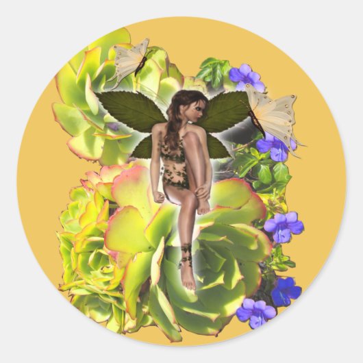 Rosette Succulent bezoekers Melamine Bord Ronde Sticker (Voorkant)