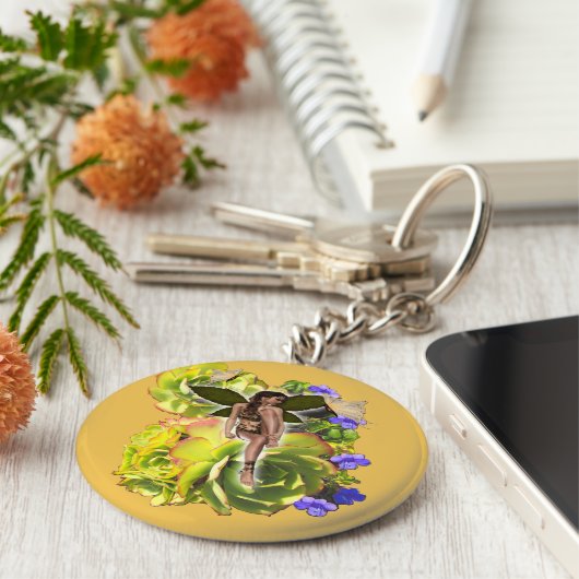 Rosette Succulent bezoekers Sleutelhanger (Zijkant)