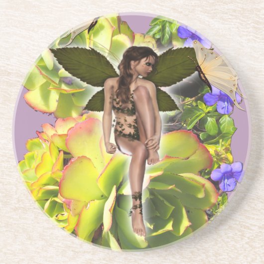 Rosette Succulent bezoekers Zandsteen Onderzetter (Voorkant)