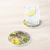 Rosette Succulent bezoekers Zandsteen Onderzetter (Zijkant)