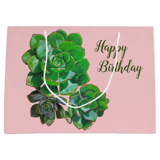 Rosette Succulents Large Gift Bag Groot Cadeauzakje (Voorkant)