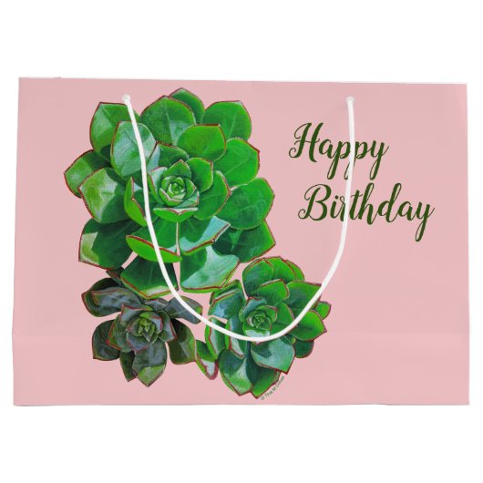 Rosette Succulents Large Gift Bag Groot Cadeauzakje (Achterkant)