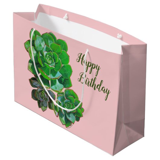 Rosette Succulents Large Gift Bag Groot Cadeauzakje (Achterkant Gekanteld)