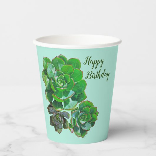Rosette Succulents Paper Cups Papieren Bekers (Voorkant)