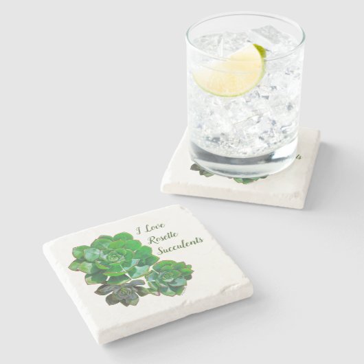 Rosette Succulents Stone Onderzetter (Zijkant)