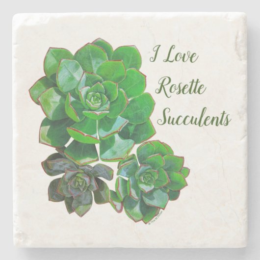 Rosette Succulents Stone Onderzetter (Voorkant)