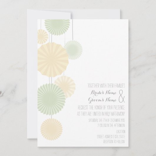 Rosettes Wedding Invitation _ Mint Kaart (Voorkant)
