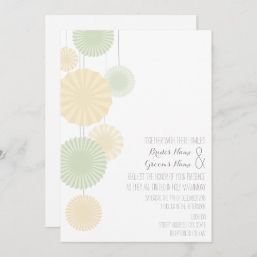 Rosettes Wedding Invitation _ Mint Kaart (Voorkant / Achterkant)