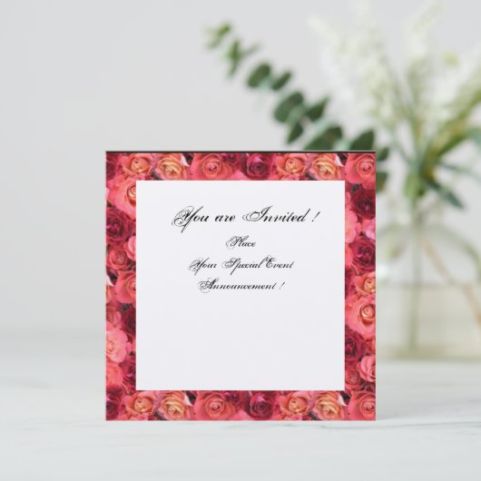 ROSEVELD MONOGRAM,Roze,Rood Zwart Wit Champagne Kaart (Staand voorkant)
