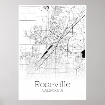 Roseville Map - Californië - City Map Poster