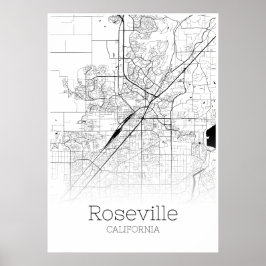 Roseville Map - Californië - City Map Poster