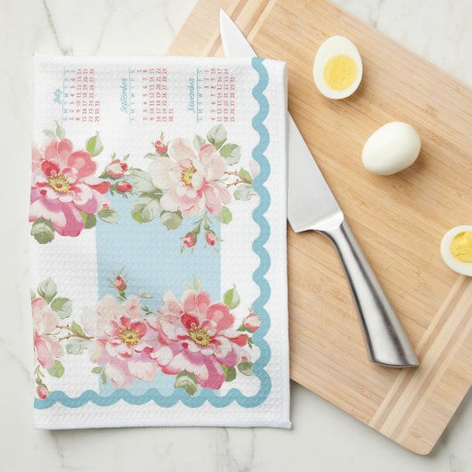Rosewitha aqua stripe 2018 kalender theedoek (Quarter Fold)