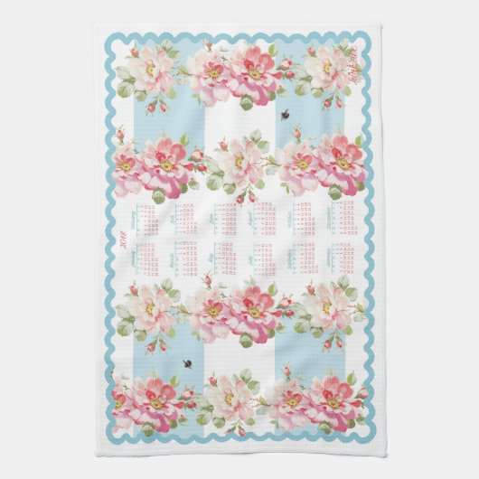 Rosewitha aqua stripe 2018 kalender theedoek (Verticaal)