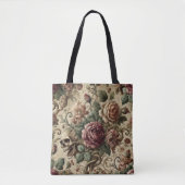 Rosewood Crematorium - Gotische schedel en bloemen Tote Bag (Voorkant)