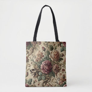 Rosewood Crematorium - Gotische schedel en bloemen Tote Bag