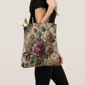 Rosewood Crematorium - Gotische schedel en bloemen Tote Bag (Dichtbij)