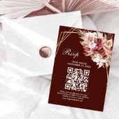 Rosewood Gold Frame QR Code Wedding RSVP Card Kaartje