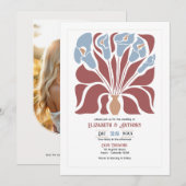 Rosewood & Mist Abstract Floral Boho Wedding Kaart (Voorkant / Achterkant)