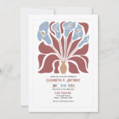 Rosewood & Mist Abstracte Bloem Boho Bruiloft Kaart (Voorkant)