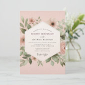 Rosewood Painted Flora Wedding Kaart (Staand voorkant)