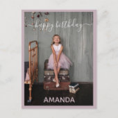 rosewood pink happy birthday custom name & foto briefkaart (Voorkant)