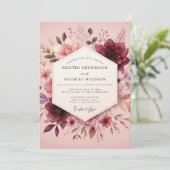 Rosewood Romantische Bloei Bruiloft Kaart (Staand voorkant)
