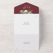 Rosewood Roze Bloemen Greenery Monogram Huwelijk All In One Uitnodiging (Buitenkant)