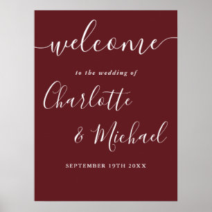 Rosewood Roze Elegant Modern Wedding Welkomstbord Poster