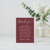 Rosewood Roze Elegant Script Wedding Dank u Plaatskaartje (Staand voorkant)