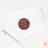 Rosewood Roze Handtekening Bruiloftsgunst Dank u Ronde Sticker (Envelop)