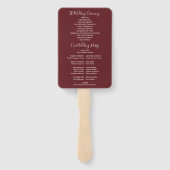 Rosewood Roze Handtekening Script Trouwprogramma Handwaaier (Achterkant)