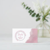 Rosewood Roze Waterverf Elegant Circle QR Code Visitekaartje (Staand voorkant)