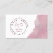 Rosewood Roze Waterverf Elegant Circle QR Code Visitekaartje (Voorkant)