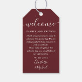 Rosewood Roze Wedding Favoriet Welkomstmand Tas Cadeaulabel (Voorkant)