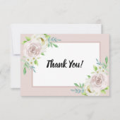 Rosewood Soft Mauve Bloemen Waterverf Roos Bruilof Bedankkaart (Voorkant)