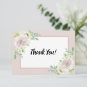 Rosewood Soft Mauve Bloemen Waterverf Roos Bruilof Bedankkaart (Staand voorkant)
