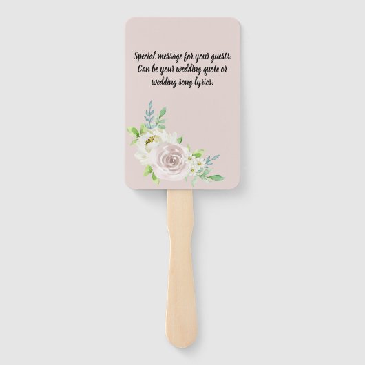 Rosewood Soft Mauve Bloemen Waterverf Roos Bruilof Handwaaier (Achterkant)