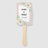 Rosewood Soft Mauve Bloemen Waterverf Roos Bruilof Handwaaier (Voorkant)