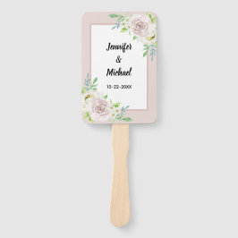 Rosewood Soft Mauve Bloemen Waterverf Roos Bruilof Handwaaier