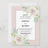 Rosewood Soft Mauve Bloemen Waterverf Roos Bruilof Kaart (Voorkant)