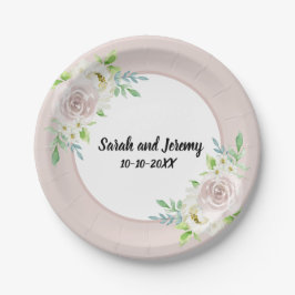 Rosewood Soft Mauve Bloemen Waterverf Roos Bruilof Papieren Bordje