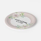 Rosewood Soft Mauve Bloemen Waterverf Roos Bruilof Papieren Bordje (Gekanteld)