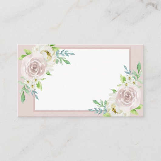 Rosewood Soft Mauve Bloemen Waterverf Roos Bruilof Plaatskaartje (Voorkant)