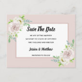 Rosewood Soft Mauve Bloemen Waterverf Roos Bruilof Save The Date (Voorkant)