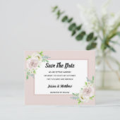 Rosewood Soft Mauve Bloemen Waterverf Roos Bruilof Save The Date (Staand voorkant)
